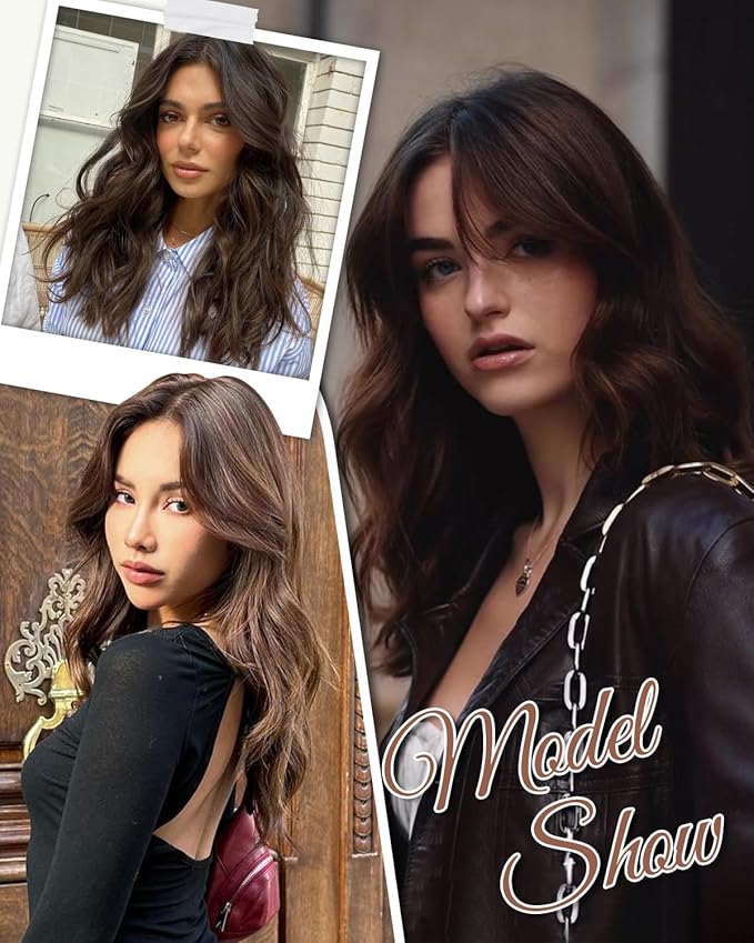 PANEWAY Hair Topper 16Inch Hair Toppers For Women Wavy Curly Soft Brown Clip In Hair Topper Add Hair Volume Synthetic Wiglets Hair Pieces For Women