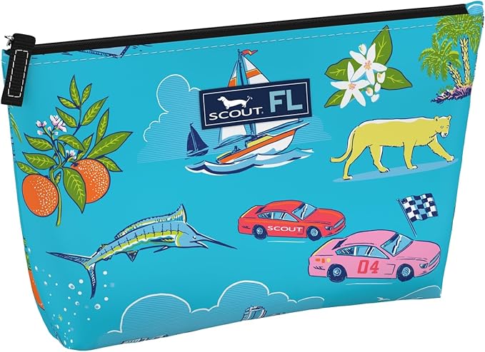 SCOUT Twiggy Makeup Bag, Slim Water-Resistant Pouch Zips Shut, Wipes Clean, Packs Easily