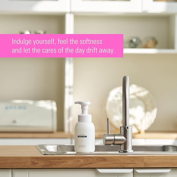 Baby Powder Double Scented Foaming Hand Soap, Moisturizing Foam with Fig and Pomegranate Extract, Vegan Wash for Bathroom and Kitchen, 10.14 fl oz (No Box)