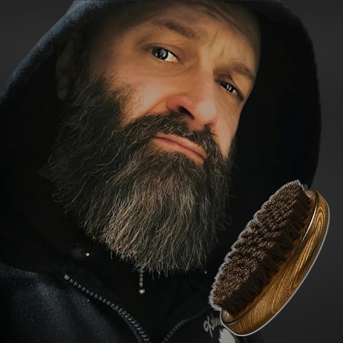 Beard Struggle Men's Beard Brush - Durable Nylon Bristles with Polished Beechwood Handle for Viking Savage Hair & Grooming - Perfect Travel Size