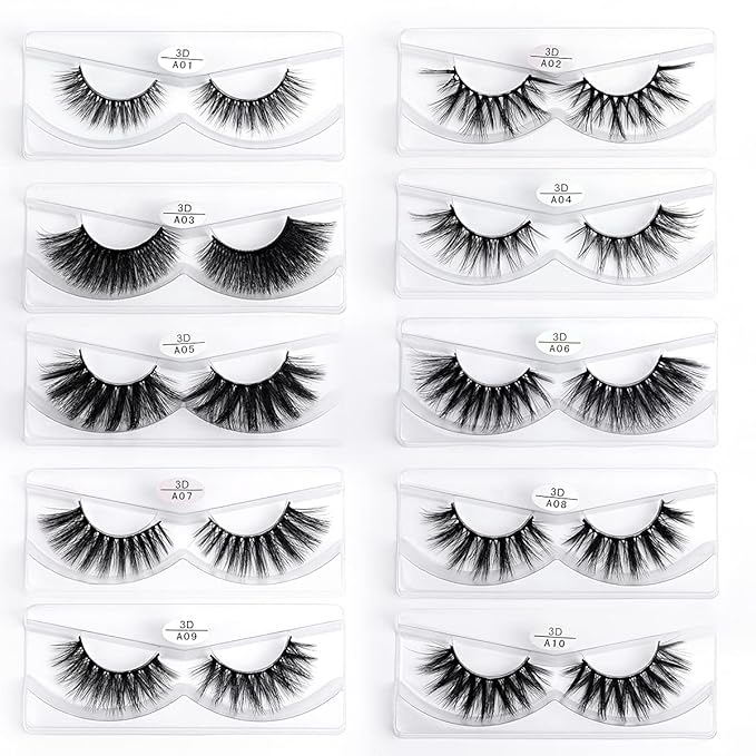 FARRED Wholesale False Lashes 10 Pairs 10 Styles Medium Length Vegan Eyelashes Fluffy Volume Strip Lashes Bulk 10 Portable Boxes Fake Eyelashes Mixed Natural Look 3D Faux Mink Lashes(mix 10pairs)