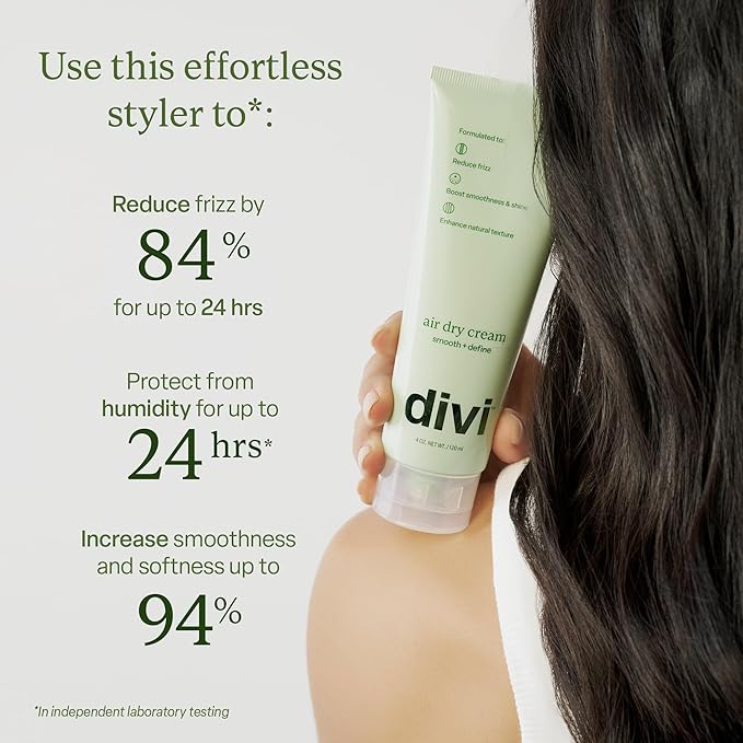 Divi Air Dry Styling Cream for Natural Hair Texture, Smooths Frizz & Defines Curls