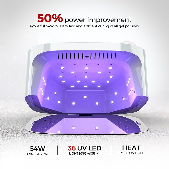 Belle Professional Electric Nail Drill Machine, Sparkly File for Acrylic Nails, UV LED Lamp, 54W Rechargeable Cordless Sparkling Dryer