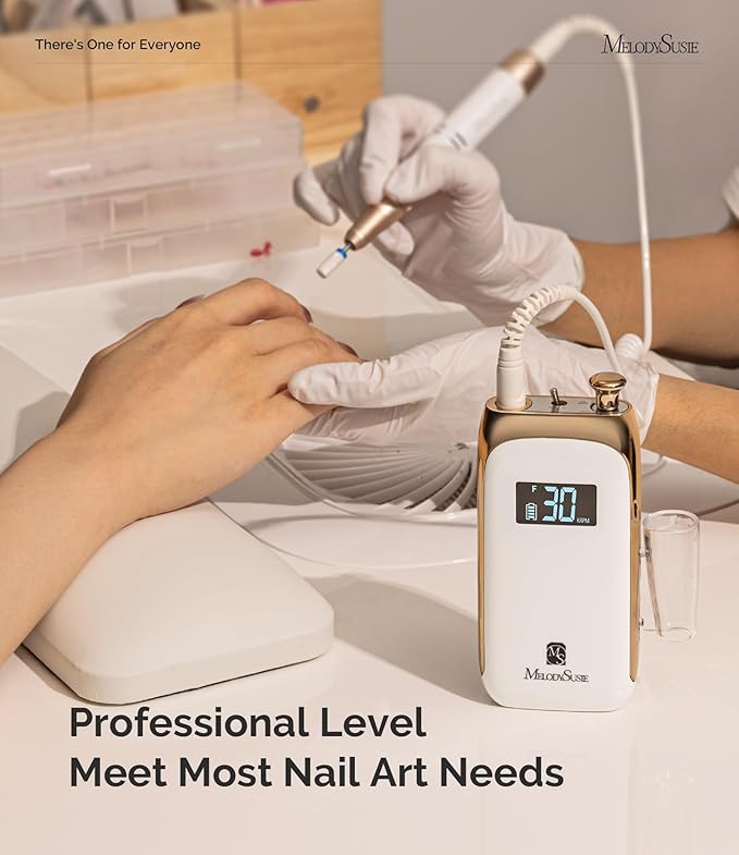 MelodySusie Nail Drill Machine, Electric Nail File Professional for Acrylic Nail, Rechargeable Cordless Portable E File 6 Nail Drill Bit Set, SR3 Jade