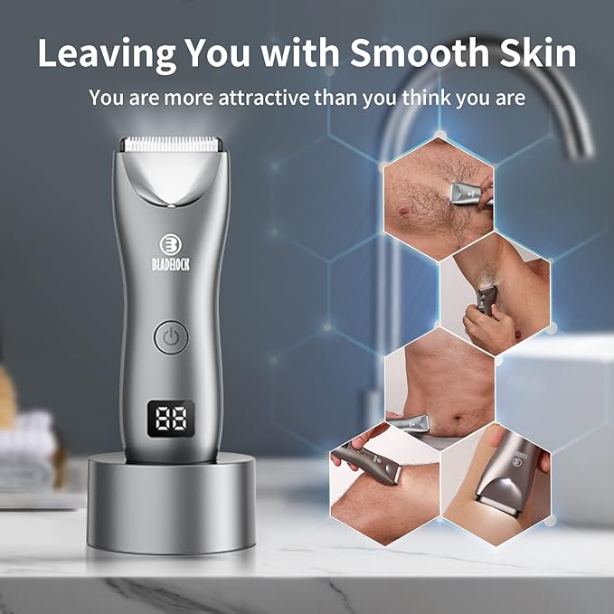 ENSSU Ball Trimmer/Shaver for Men, Electric Groin Hair Trimmer, Men Body Groomer for Pubic/Beard/Back, Waterproof Razor Hygiene Tool