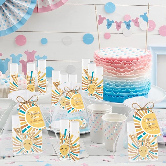 50 PCS Here Comes The Sun Baby Shower Lip Balms Bulk Gift for Guests,Thank You Gifts Sun Birthday Supplies Stuffers,Favors Boys Girls Games Neutral Gender Reveal Favors Party Decorations(Sun)