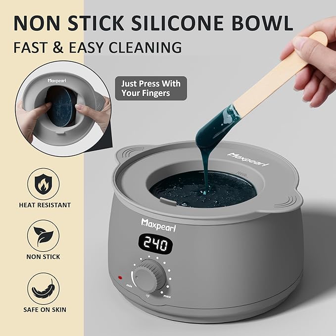 Maxpearl Hair Removal Waxing kit for Men, Nose & Ear Wax Kit with Silicone Pot - Hair Removal for Unwanted Coarse Male Body Hair - Mustache, Eyebrows, Underarms, Back, Chest, Legs and More