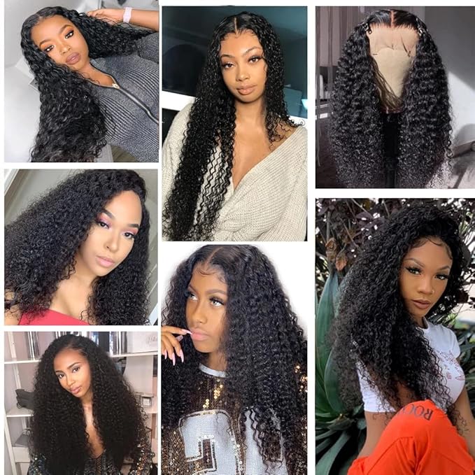 Natural Color Curly Bundles #1B Human Hair Kinky Curly Bundles 8a Grade Double Weft Brazilian Soft and Silky for Black Women 22 24 26 Inch