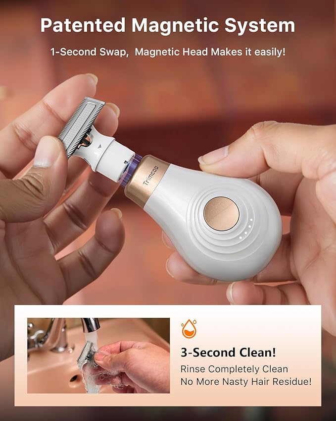 New Intimate Electric Trimmer for Women, [Small But Powerful] Designed for Pubic Hair Grooming, Bikini Line Removal, Wet/Dry Shaver On-The-Go, USB-C Rechargeable Razor with Travel Case, White