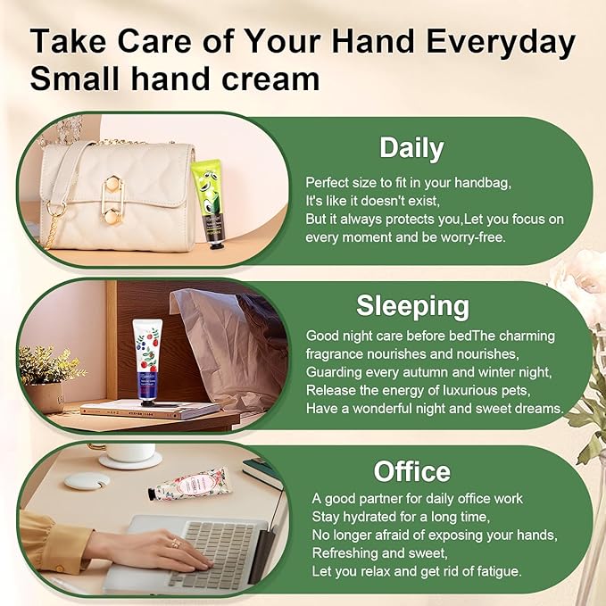 Hand Cream Gifts Set For Women, Easter Basket Stuffers, Bulk Hand Lotion for Dry Cracked Hand, Mini Travel Size Hand Cream, Party Favors Christmas Birthday Mothers Day Gift for Teacher Nurse Coworker