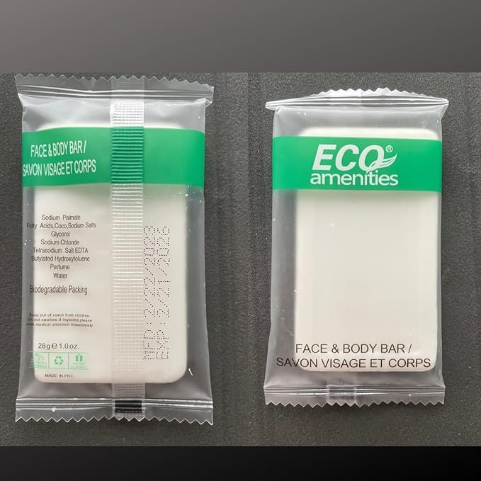 ECO amenities Bar Soap Bulk - 100 Pack, 1.0 oz Travel Size Soap Bars - Individually Wrapped For Hotels - Great for Vacation Rental and Airbnb Toiletries or Hygiene Kits Supplies