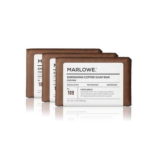 No. 109 Coffee Bar Soap 7 oz (3 Bars), Body Scrub Soap for Men, Refreshing, Energizing & Exfoliating with Natural Extract, Caffeine, Coffee Bean & Cocoa Butter, Fresh Brewed Scent