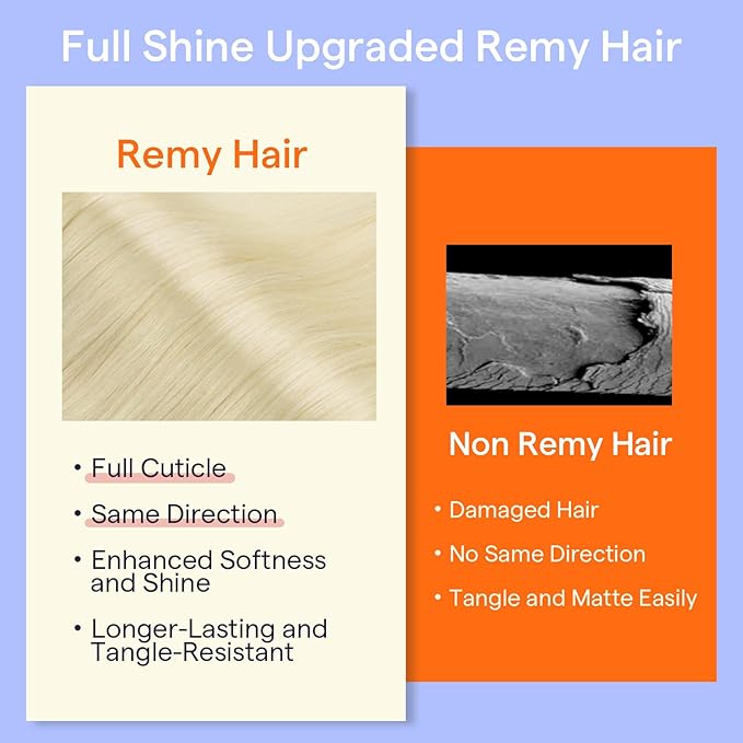 Full Shine Blonde Clip in Hair Extensions Blonde Real Hair Extensions Clip in Human Hair Straight Invisible Clip in Extensions Remy Hair 18 Inch 7 Pcs 120 G