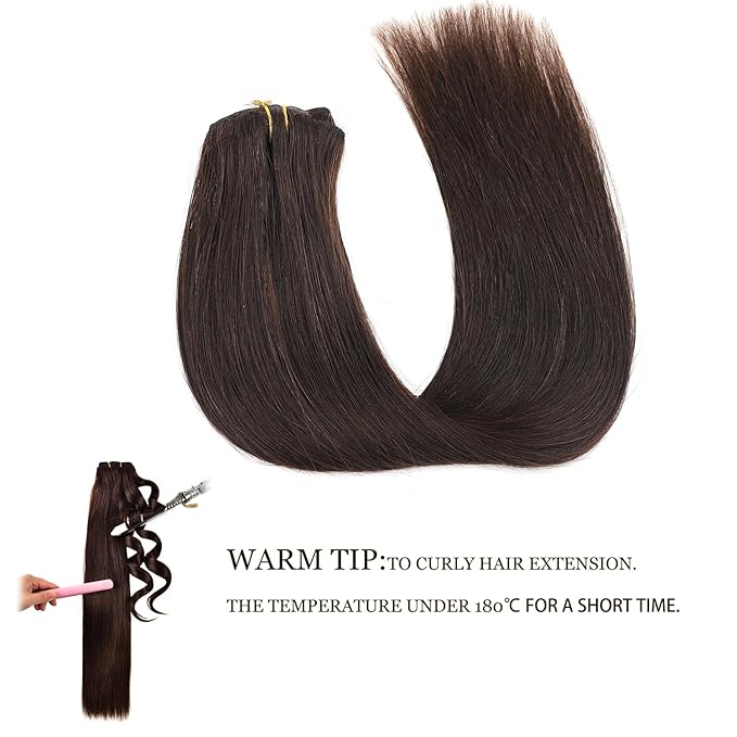 Clip in Hair Extensions for Women, Double Weft 16Inch 70g #2 Dark Brown Straight Real Remy Hair Extensions Clip in Human Hair 7pcs 16inch
