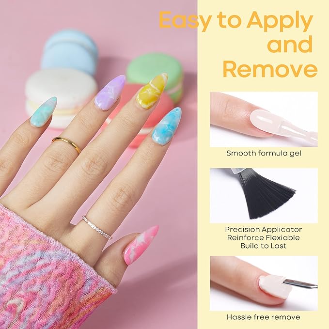 modelones Spring Gel Nail Polisht, 6 Colors Pastel Pink Purple Blue Green Shades Macaron Colors Nail Art Gel Design for Easter Women Girl Nail Lovers Gift Salon DIY