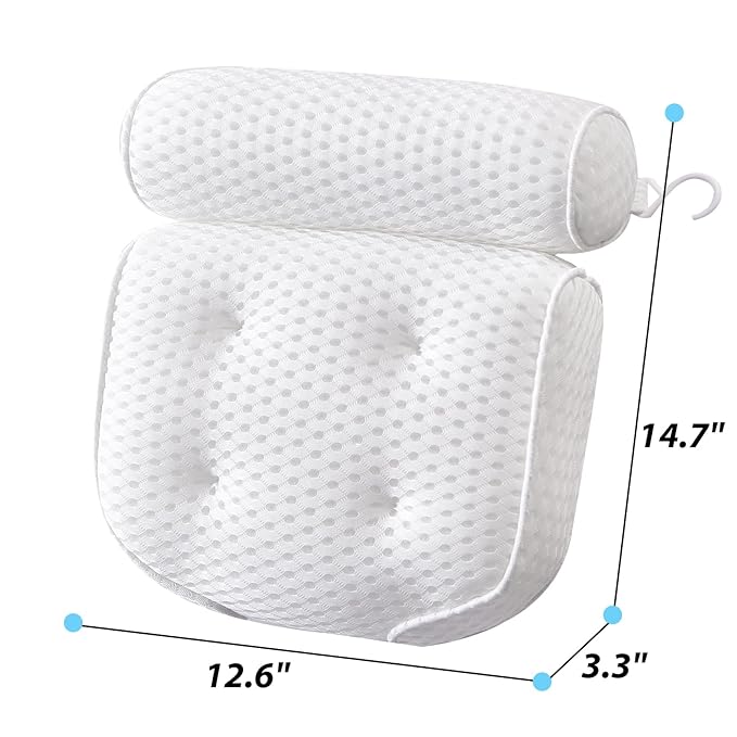 AEROiVi Luxury Bath Pillows for Tub，Bath Pillow Bathtub Pillows for Head and Neck Support Bath Cushion Made from Soft Spacer Mesh Material with Suction Cups