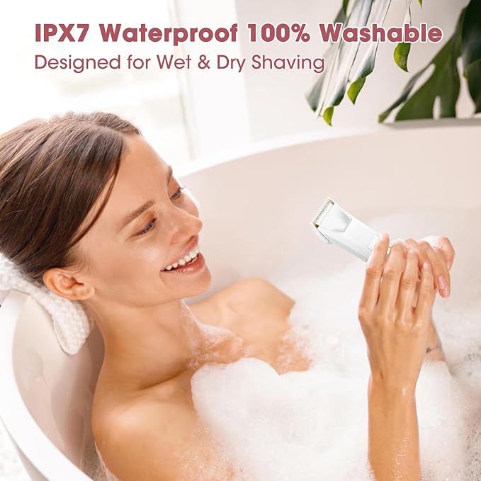 Electric Razors for Women & Men- Bikini Trimmer Women- Manscape Ball Trimmer for Men,Wet/Dry Men's Electric Shavers,No Nicks, No Cuts, Rechargeable & Waterproof Body Shaver,White