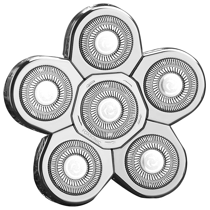 Silvery Men's Electric Shaver Replacement Heads Electric Razor Blade Replacement Head 6 Blades Head Shaver replacement Bald Shaver Head Blade