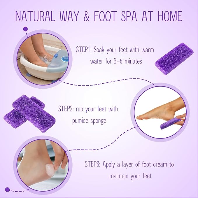 Batiyeer 600 Pcs Pumice Stone Bulk for Feet Scrubber Dead Skin Disposable Pedicure Pumice Stone Foot Shower Scrubber for Heel Cuticle Callus Remover Bath Spa,3.15 x 1.34 x 0.47 Inch(Purple)