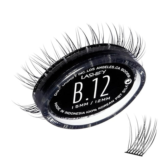 Lashify Bold 12mm Gossamer DIY Eyelash Extensions Refill, Black, Easy False Eyelashes for a Natural Look