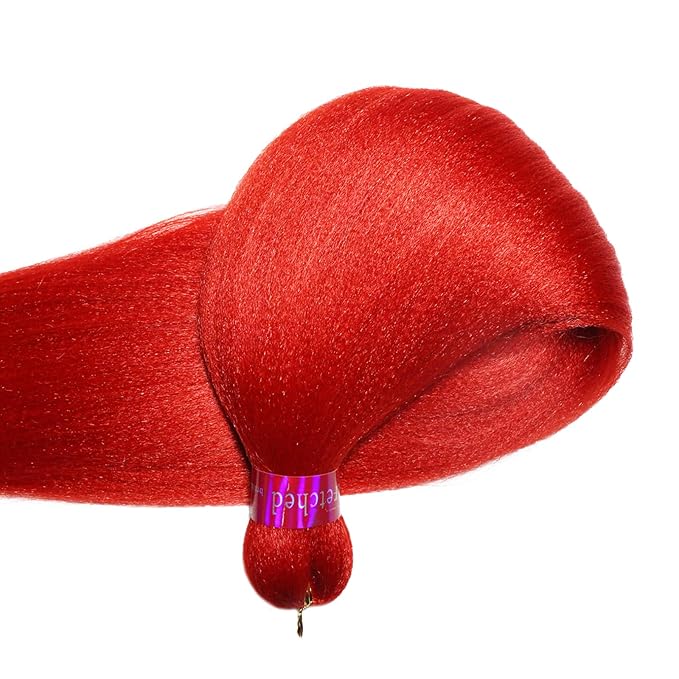 Red Braiding Hair 28 Inch 3 Packs Pre Stretched Braiding Hair for Box Braids Hot Water Setting Easy Braid Yaki Texture Braids Synthetic Hair Extensions Crochet Bradids Hair