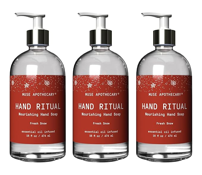 Muse Apothecary Hand Ritual - Aromatic and Nourishing Hand Soap, Infused with Natural Aromatherapy Essential Oils - 16 oz, Fresh Snow, 3 Pack