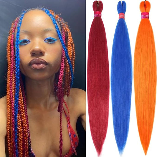 Colors Braiding Hair Pre stretched 28 Inches 3 Bundles Extensions Synthetic Hair Three Color Mix Diy Combinations