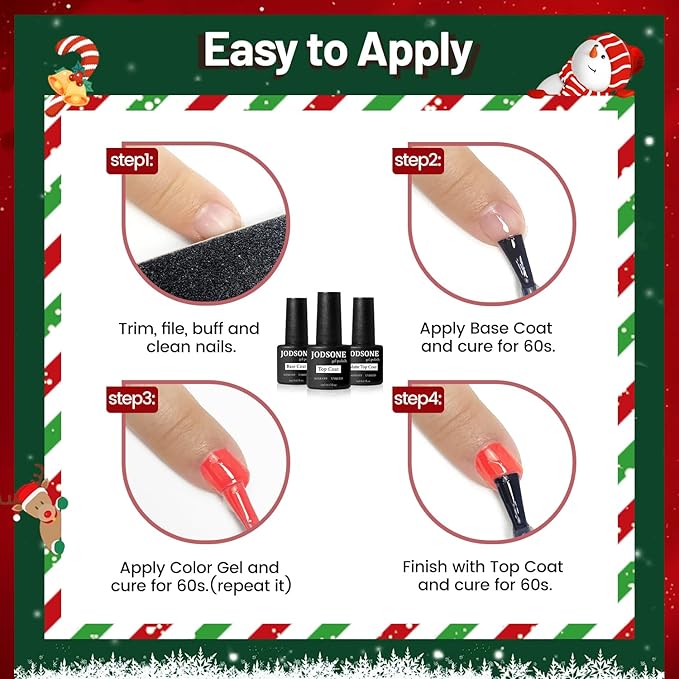 JODSONE Gel Nail Set 20 Colors High Shine Gorgeous Gel Polish Base Top Matte Coat Nice Gifts Show Charm