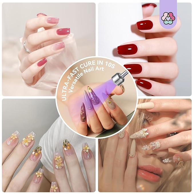 SAVILAND Gooseneck U V Lamp for Gel Nails:Touch Switch 12W U V Nail Lamp 5S Quick Drying LED Fast Curing Lamp Rechargeable Gel Lamp 3Timers Setting 360° Adjustable Home Salon Manicure Nail Dryer