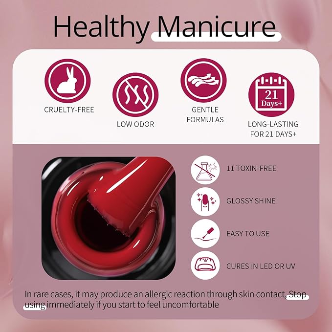 UR SUGAR Gel Nail Polish, 10 Colours Valentine's Purple Red Brown Light Pink Red Rose Gold Glitter Gel Polish Sets Soak Off Gel Nail Varnish Gifts for Women DIY Home