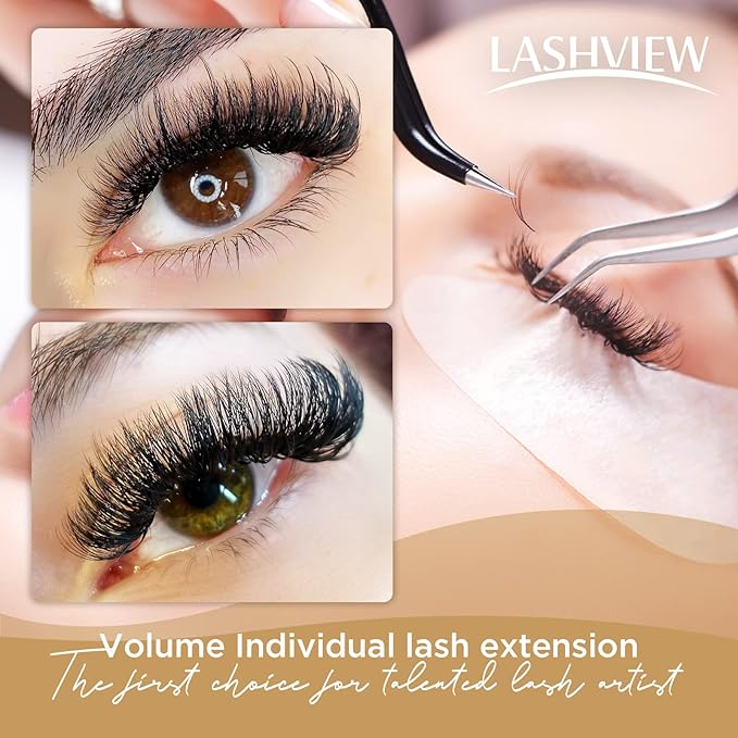 LASHVIEW 0.07 Thickness D Curl 8-15mm Mixed Tray Eyelash Extensions Individual Lash Extensions Semi-permanent Pure Korean Silk lashes Soft Application for Professional Salon Use
