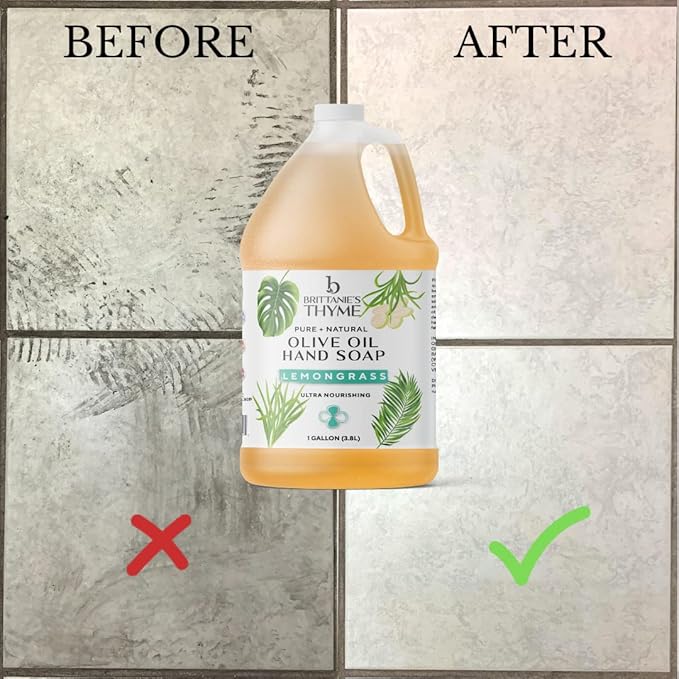 Brittanie's Pure Organic Castile Liquid Olive Oil Soap Refill, Lemongrass, 1 Gallon | Face, Body Wash, Dishes, Pets & Laundry | Vegan & Gluten Free Non-GMO