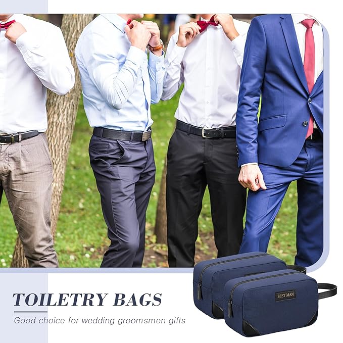 Eccliy 6 Set Groomsmen Gifts Men Toiletry Bags Men's Travel Shaving Kit Bathroom Bags Water Resistant Toiletry Case for Wedding Groomsman Proposal Gift Travel Accessories(Dark Blue)