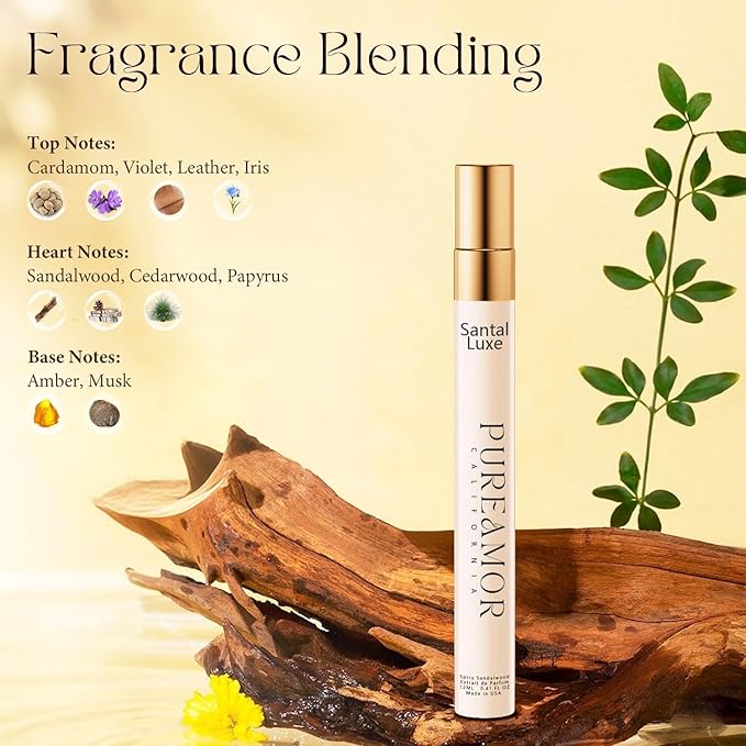 Pheromone Cologne for Men, Spicy Sandalwood Perfume, Long Lasting Pheromones Cologne for Men, Enhanced Scents Pheromones Perfumes for Men&Women, 0.41 fl. Travel Size Perfume Spray (Santal Luxe)