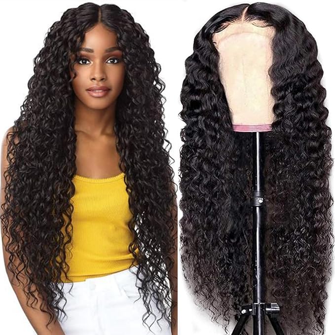 26 Inch 5x5 Lace Front Wigs Human Hair Pre Plucked 150% Density Water Wave Glueless Lace Frontal Wigs Human Hair for Women 5x5 Brazilian Virgin HD Lace Closure Human Hair Wigs with Baby Hair