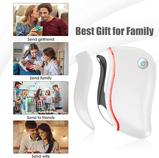 Aikertec Heat Electric Gua Sha Tool, 4-in-1 Multi-Function Face Massager, Facial, Double Chin, Awakening Skin, Deep Treatment