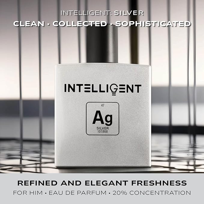 Intelligent Silver | Clean, Collected, and Sophisticated | Extrait de Parfum for Men | 3.4 Fl Oz (100 mL)