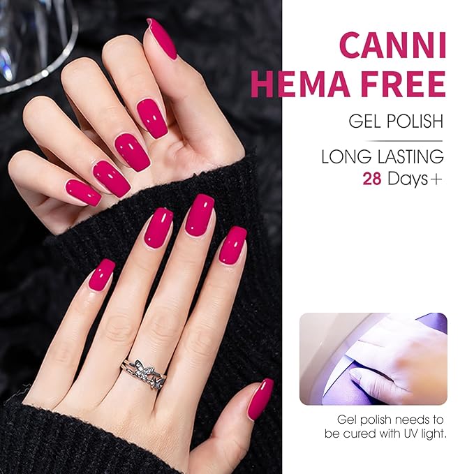 CANNI Pink Gel Nail Polish Set, 6 Colors 9ML Nail Rose Light Pink Gel Nail Polish Soft Pink Set Soak Off Nail Art Design Manicure Salon for Women