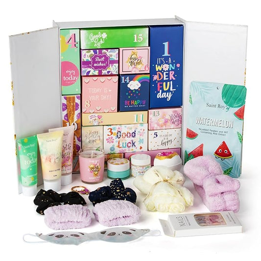 Mother's Day Gifts Birthday Gifts for Women Happy Birthday Surprise Box, 15pcs Luxury Spa Gifts, Gift Box for Teen Girls Unique with Hand Cream, Diy Nails Set, Skin Care Gift Sets for Women, Daughter