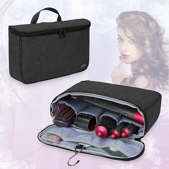 Teamoy Travel Storage Bag Compatible with Dyson Airwrap Styler, Portable Travel Organizer for Airwrap Styler and Attachments, Black