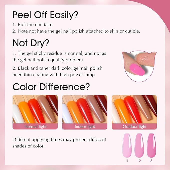 ROSALIND 65PCS Gel Nail Polish Set, 60 Colors Glitter Red Gel Polish with 5 Bottles of Base and Glossy Matte Top Coat Soak off Nail Set Suitable for All Seasons