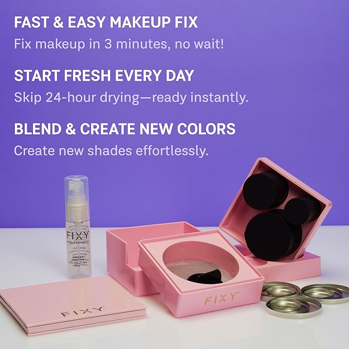 FIXY Makeup Repair Kit - Repressing tool for Eyeshadows, Blush & Highlighter or Depot | Organize Makeup Pans in Makeup Palette with Mirror | Makeup Artist Must Haves