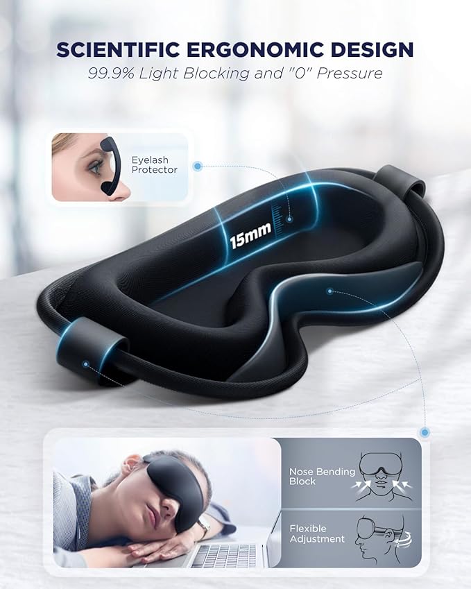 2 Pack 3D Cooling Gel Eye Mask - Reusable Cold Sleep Mask, Eyes Ice Pack with Hot & Cold Compress Therapy for Puffiness, Dark Circles, Dry Eyes, Headaches and Stress Relief (Black/Pink,2 Pack)