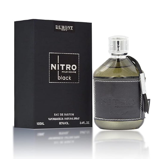 Nitro Black - 3.4 Eau De Parfum - 3.4oz - Luxury Perfume for Men - Woody, Floral, Fruity & Masculine Fragrance - Long Lasting Cologne Mist & Body Spray - for Him