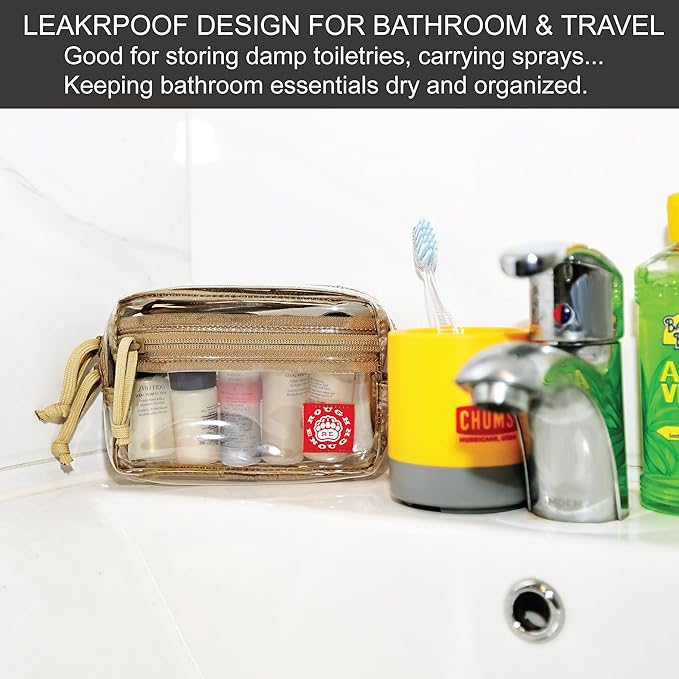 Rough Enough Small TSA Approved Toiletry Bag Clear Makeup Travel Pouch Compact Quart Size For Travel Business Trips Leakproof PVC With YKK Zipper