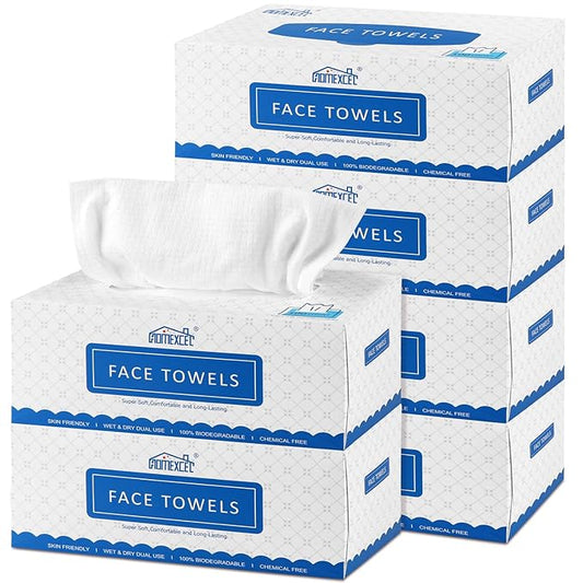 HOMEXCEL Face Towels, Disposable Face Towelette, Biodegradable Makeup Remover Dry Wipes, Super Soft Clean Facial Towels Wash Cloth for Sensitive Skin,600 Count