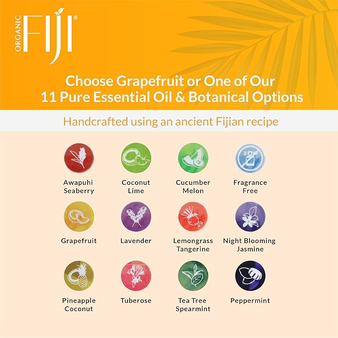 Coco Fiji Soap Bar for Face and Body Infused With Organic Coconut Oil, Grapefruit, Essential Oil, Natural Soap for Moisturizing & Pore Purifying Skin, 7 oz,Pack of 2