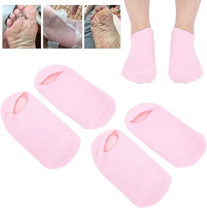 4Pcs Essential Oil Gel Socks,Moisturizing Socks, Gel Spa Socks,Beauty Salon Moisturizing Anti Crack Foot Care Socks for Women and Men Foot, Deep Moisturizing Foot Care Gel Socks