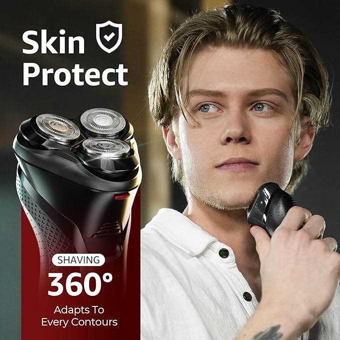 Electric Razor for Men, rategist Rechargeable Shaver, Waterproof Wet Dry Cordless, Adjustable Speeds, with Nose Hair Trimmer