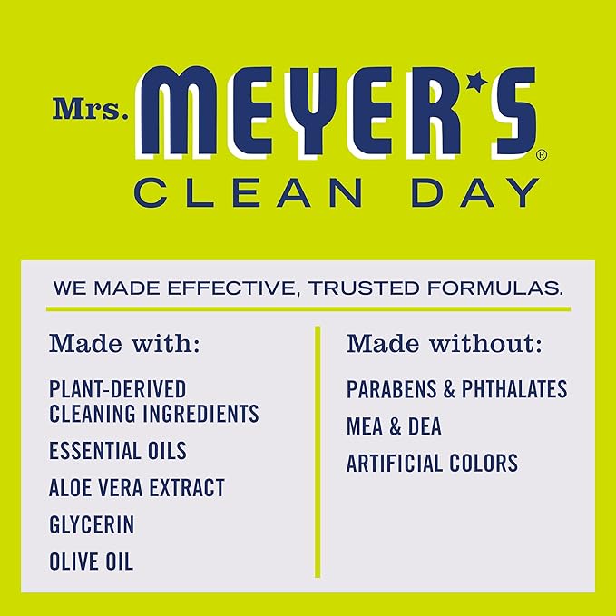 MRS. MEYER'S CLEAN DAY Hand Soap, Made with Essential Oils, Biodegradable Formula, Lemon Verbena, 12.5 fl. oz